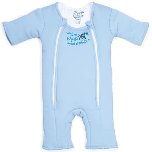Magic Sleepsuit Baby Merlin's Cotton Baby Swaddle Transition Product - Soft and Cozy Design, Double Zipper for Easy Diaper Changes, Promotes Safe Sleep, 3-6 Months - Blue - Small 12-18lbs