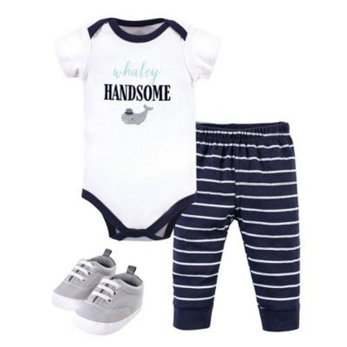 Little Treasure Baby Boy Cotton Bodysuit, Pant and Shoe 3pc Set, Whaley Handsome, 12-18 Months