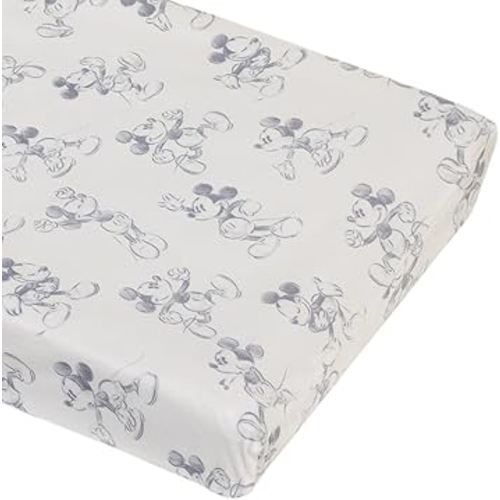 NoJo Disney Mickey Mouse - Call Me Mickey White and Blue Super Soft Changing Pad Cover