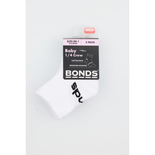 Bonds Baby Value Quarter Crew Socks 5 Pack | Baby Socks | RXNK5W