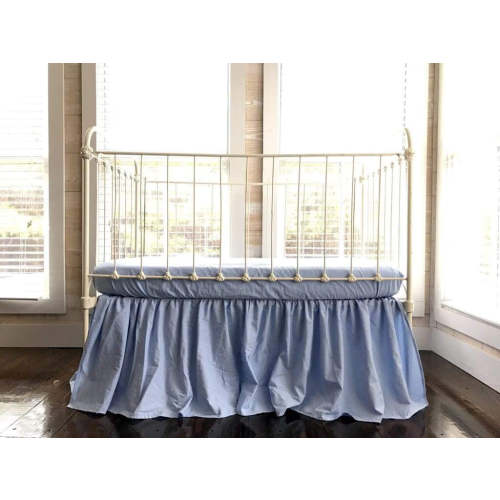 Baby Blue Farmhouse Crib Skirt for Boys
