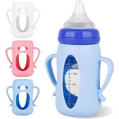 Silicone Sleeves for wide neck Glass Baby Bottles 3 Pack