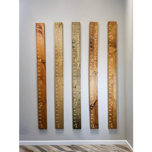 Family Name Growth Chart Ruler - 1 FT Start | Engraved Family Name Ruler | Wall Ruler | Measure 5 Feet Tall| Kids Height Ruler | New Design