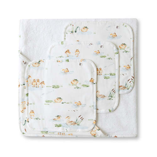 Duck Pond Organic Baby Towel & Wash Cloth Set