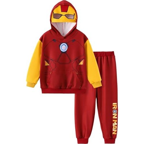 Marvel Spiderman Cosplay Costume Avengers 2 Pcs Pocket Hoodie&Pants Hulk Hooded Outfit Venom Captain America Apparel Kid 2-9Y
