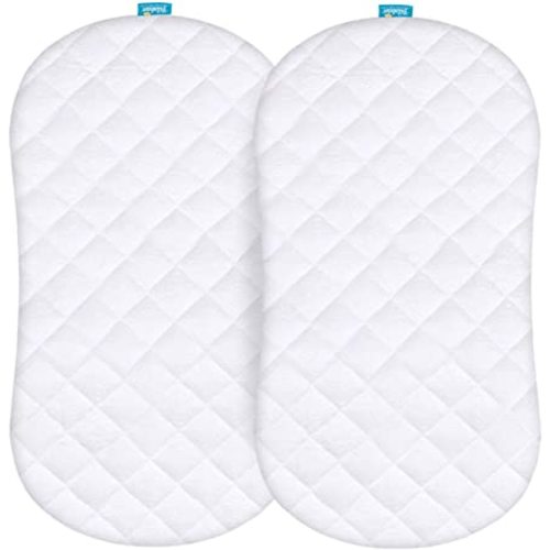 Bassinet Mattress Pad Cover Compatible with Halo BassiNest Swivel Sleeper, 2 Pack, Waterproof Quilted Ultra Soft Surface, Breathable and Easy Care