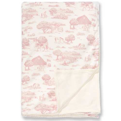 Edgehill Collection Baby Girls Toile Ruffle Trim Swaddle Blanket