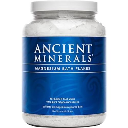 Ancient Minerals Magnesium Bath Flakes - Bathing Alternative to Epsom Salt - Soak in Natural Salts - High-Absorption Efficiency for Relaxation, Wellness & Muscle Relief (4 .4 lb)
