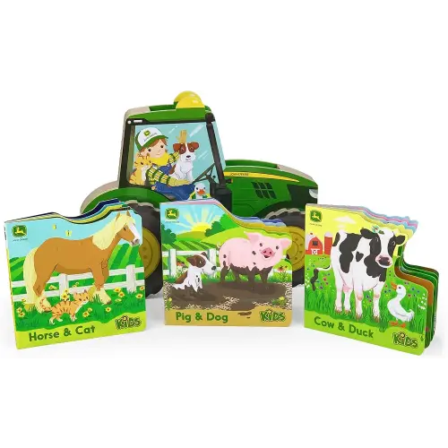 John Deere Kids Tractor Tales Roll 'n Go Book Set - Includes 3 Animal-Themed Board Books