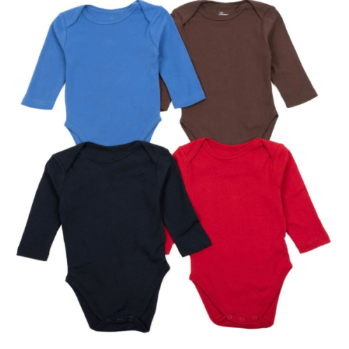 Leveret Baby Four Pack Long Sleeve Solid Boys Bodysuit