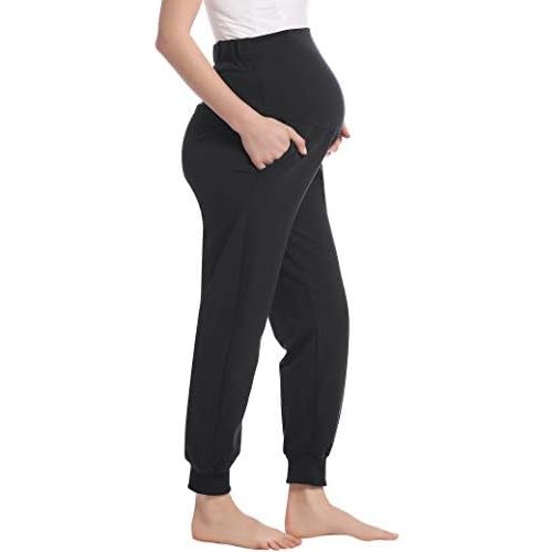 Joyaria Cotton Maternity Jogger Pants Over-the-Belly,Maternity Clothes