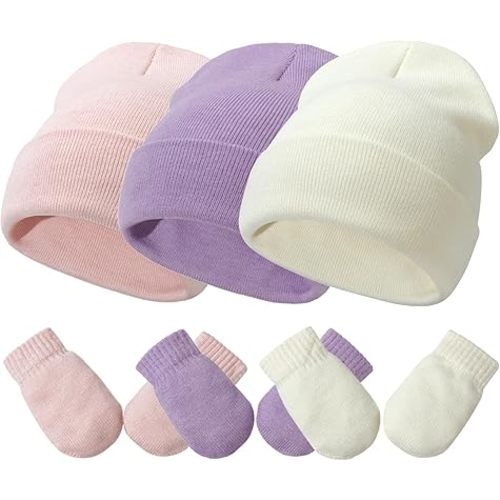 Baby Hats and Mittens Set Infant Toddler Beanie Caps Hospital Hat Set Newborn Gloves for Baby Boys Girls