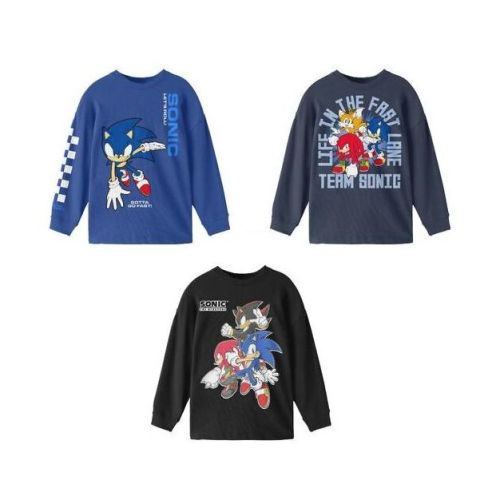 Sonic The Hedgehog Life In The Fast Lane Character Art Boy's 3-Pack Crew Neck Long Sleeve Shirts -6