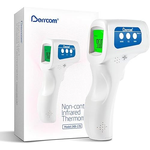 Berrcom Thermometer, 3 in 1 Contactless Infrared Fever Check Thermometer for Forehead, Ideal for Baby, Infant, Kids, and Adults, Batteries Not Included, JXB-178 (White)