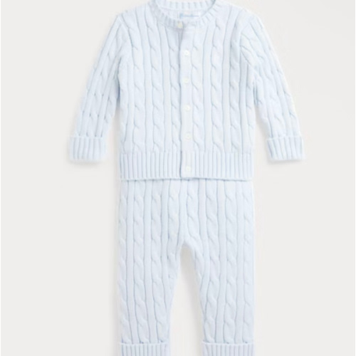 Cable-Knit Cotton Cardigan & Pant Set