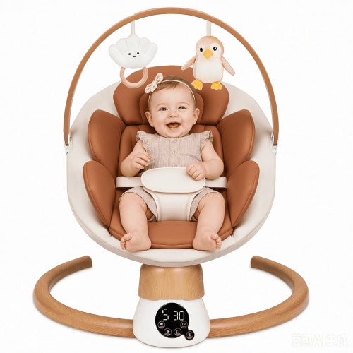 suihuooo Electric Baby Swing for Infants, Portable Swing with Bluetooth,5 Speeds,3 Timers,10 Lullabies,5-Point Harness,Remote Control,Brown