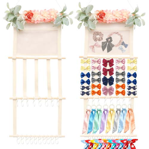 FKSZLL Hair Bows Organizer Headband Holder for Girls 13x30 inch Wall Hanging Hair Accessories Display Storage Decor for Nursery Toddler Girls Room
