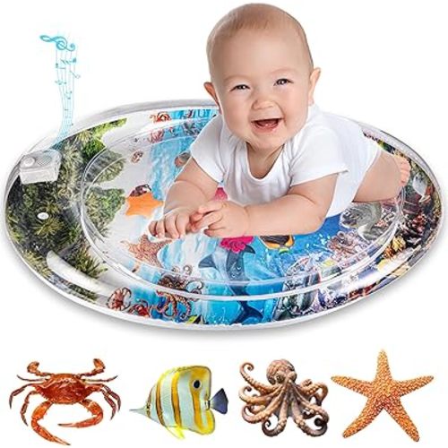 Tummy Time Water Mat for Baby, Inflatable Toys Water Mat for Babies 3 to 36 Months, Perfect Fun Time Play Activity for Baby’s Growth, Portable Mat, Floor Play & Leakproof