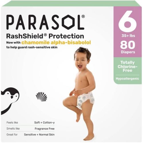 Parasol Chlorine-Free Diapers with RashShield Protection - Size 6 - 80ct