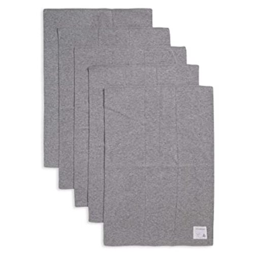 Burt's Bees Baby - Burp Cloths, 100% Organic Cotton Absorbent 5-Pack Drool Cloths (Heather Grey, Solid) - Heather Grey Solid
