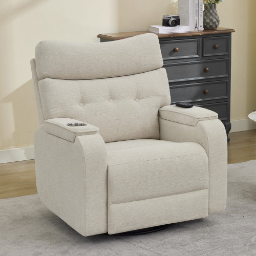 Latitude Run® Modern Chenille Swivel And Rocker Power Recliner Chair With Timing And Type-C Port & Reviews | Wayfair