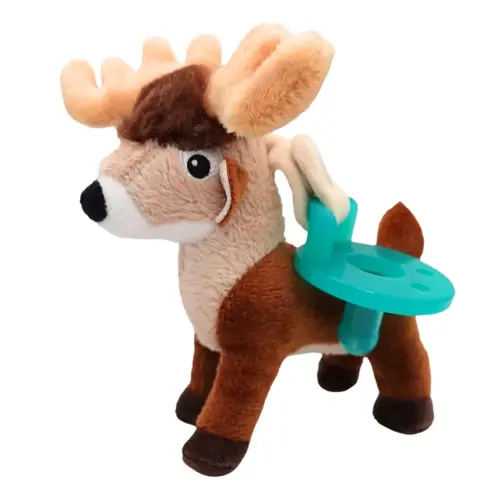 Baby Boy and Girl Silicone Pacifier with Detachable Outdoor Plush Toy Holder, White Tail