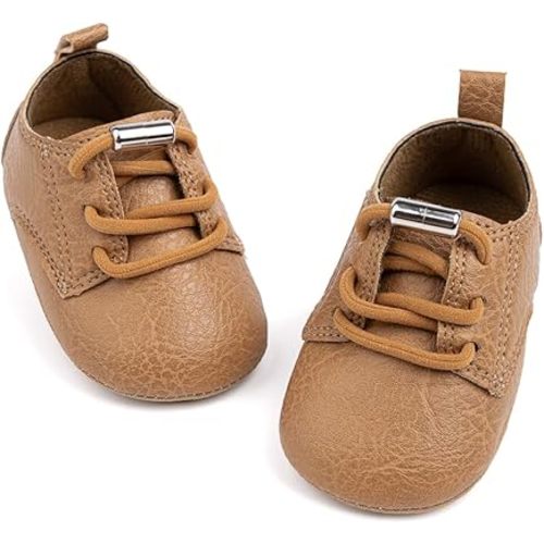 HsdsBebe Baby Boys Girls Oxford Shoes PU Leather Soft Rubber Sole Sneakers Anti-Slip Toddler Ankle Boots Infant Walking Shoes Moccasins