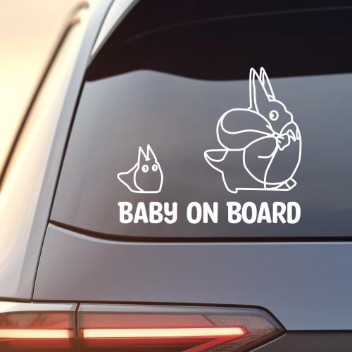 Anime Ghibli My Neighbor Totoro Chu and Chibi Baby on Board Waterproof Vinyl Car Window Decal Sticker for Parents, Unique Baby Gift