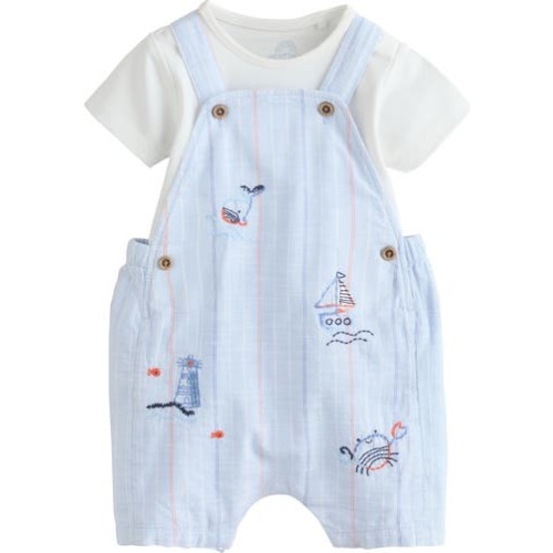 Nautical Bodysuit & Embroidered Romper Set, 0-3M