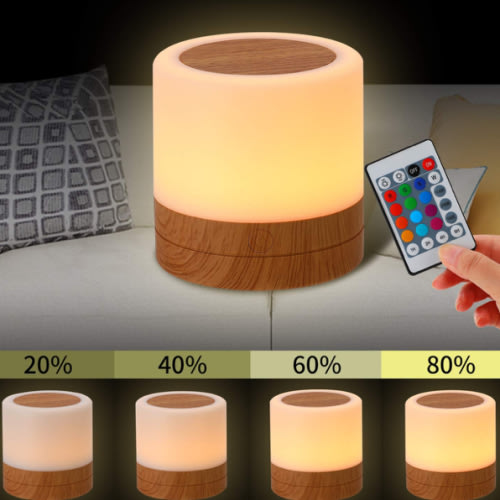 Nursery Night Light for Kids, USB Rechargeable Small Desk Lamp,13 RGB Colors & 4 Brightness & 1 Remote, Touch Bedside Cordless Table Lamp, Portable Night Lamp for Bedroom Living Room Home (Brown) - Amazon.com