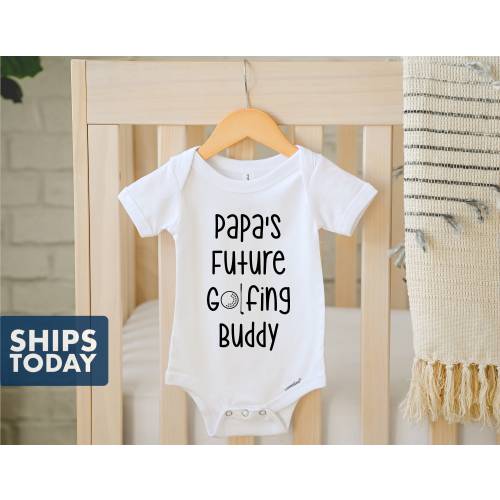 Papa's Future Golfing Buddy Onesie® - 100% Cotton- Available in White, Pink or Grey