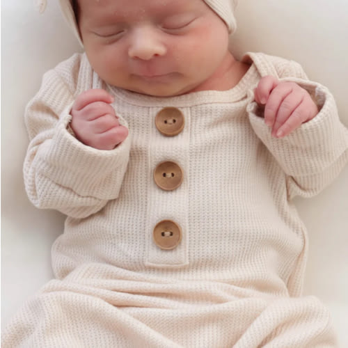 Oatmeal Waffle Colored Knot Gown