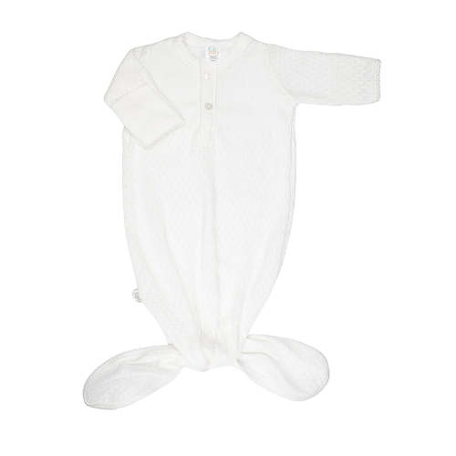 Paty Knit Knotted Gown with Placket with Color Trims