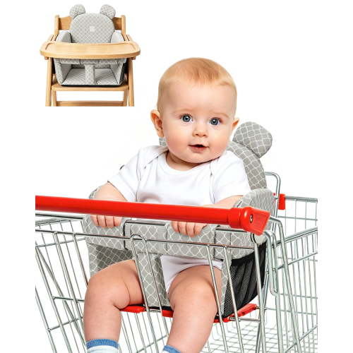 RoamReady Shopping Cart Cover for Baby, High Chair Cover, Universal Fit Grocery Cart Cover, Cart Seat Cover for Baby, Shopping Cart Seat, Multi-Use Restaurant Seat Protector for Baby Girl Boy (Grey)