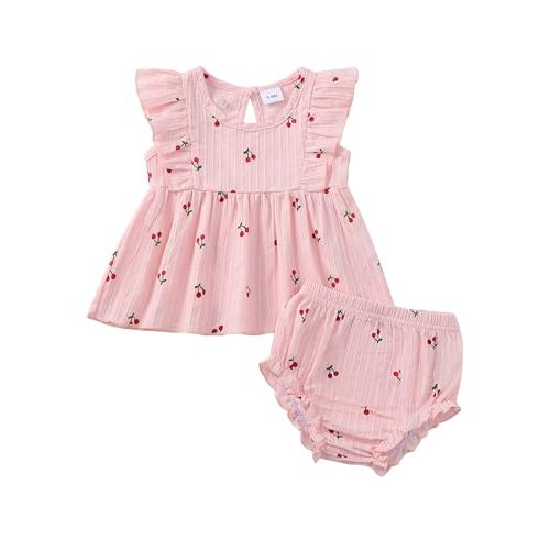 Mioglrie Baby Girl Clothes Toddler Girl Clothes Ruffle Tops Short Sets Summer Outfits 3 6 12 18 24 Months Baby Girls