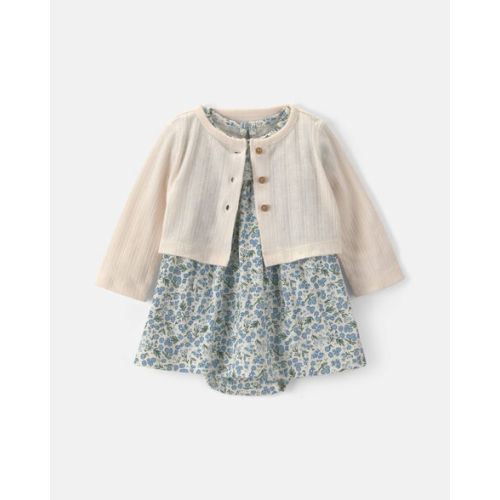 Baby Girl 2-Piece Floral Cardigan Dress Set - Blue | Carter's