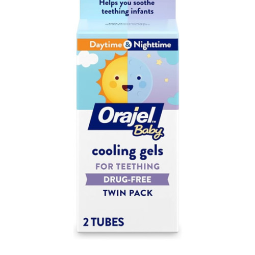 Orajel Baby Daytime & Nighttime Cooling Gels for Teething, Drug - Free, #1 Pediatrician Recommended Brand for Teething*, Two 0.18oz Tubes