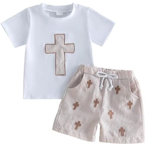 TheFound Toddler Boy First Birthday Outfits Letter Goose Print T-shirt Tops Elastic Waist Plaid Shorts Summer Baby Clothes