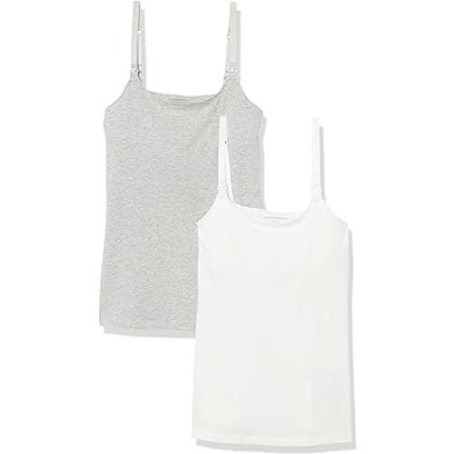 Amazon.com: Amazon Essentials Women's Maternity Nursing Tops, Pregnancy Clothes with Adjustable Straps and Built-in Shelf Bra, Pack of 2, Light Grey Heather, Large : Clothing, Shoes & Jewelry