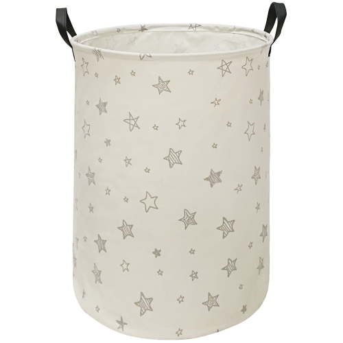 LIUJUAN Laundry Basket Waterproof Round Cotton Linen Collapsible Storage bin with Handles