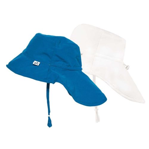 Tiny Twinkle Sun Protection Baby Flap Hat 2 Pack with UPF 50+ for Infants/Toddlers, Boys and Girls (White, Navy, 0-6 Months)