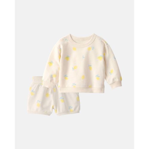 Baby Girl 2-Piece Lemon French Terry Pullover & Pant Set - Ivory | Carter's