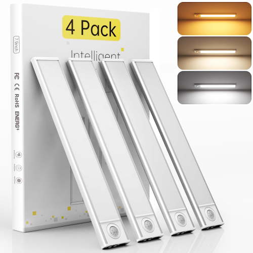 DAYBETTER 34 LED Under Cabinet Lights, USB Rechargeable Closet Lighting kit with Motion Sensor and Magnetic Strip for Wardrobe, Kitchen Wireless Lighting,4 Pack