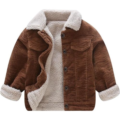 Toddler Boy Winter Thick Corduroy Coat Baby Boys Sherpa Lined Jacket Outwear
