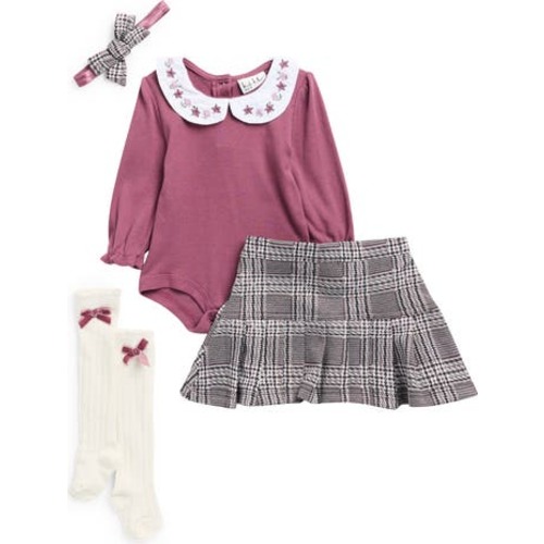 Nicole Miller Embroidered Bodysuit, Skirt, Headband & Socks Set | Nordstromrack
