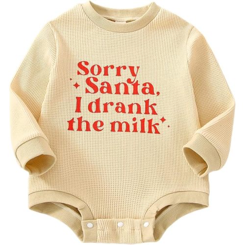 Kuriozud Newborn Baby Boy Girl Thanksgiving Outfit Funny Letter Sweatshirt Romper Long Sleeve Shirt Tops Fall Winter Clothes