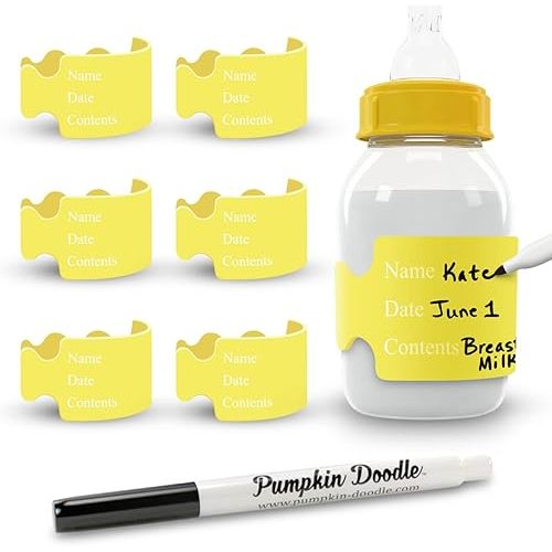 Pumpkin Doodle The Original Write and Reuse Baby Bottle Labels for Daycare