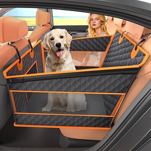 Dog Car Seat for Large Dogs, Back Seat Extender for Dogs, Foldable Pet Car Seat with Waterproof Oxford Fabric and Non-Slip Bottom, All-Around Protection and Strong Support