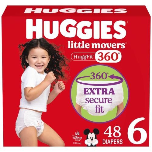 Huggies Little Movers HuggFit 360 Pull On Diapers - Size 6 - 48ct: SnugFit Waistband, Absorbent Wood Fluff Pulp, 35+ lbs
