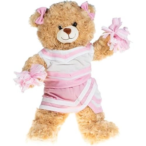 Pink & White Cheerleader Outfit for Stuffed Animal - Fits Most 6"-10" Soft Toys, Cheer Uniform, Stuffies Clothes, Ideal Gift for Kids